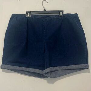 Denim, short pants, thigh, pockets, cuff on him. size 3, extra large length.17”